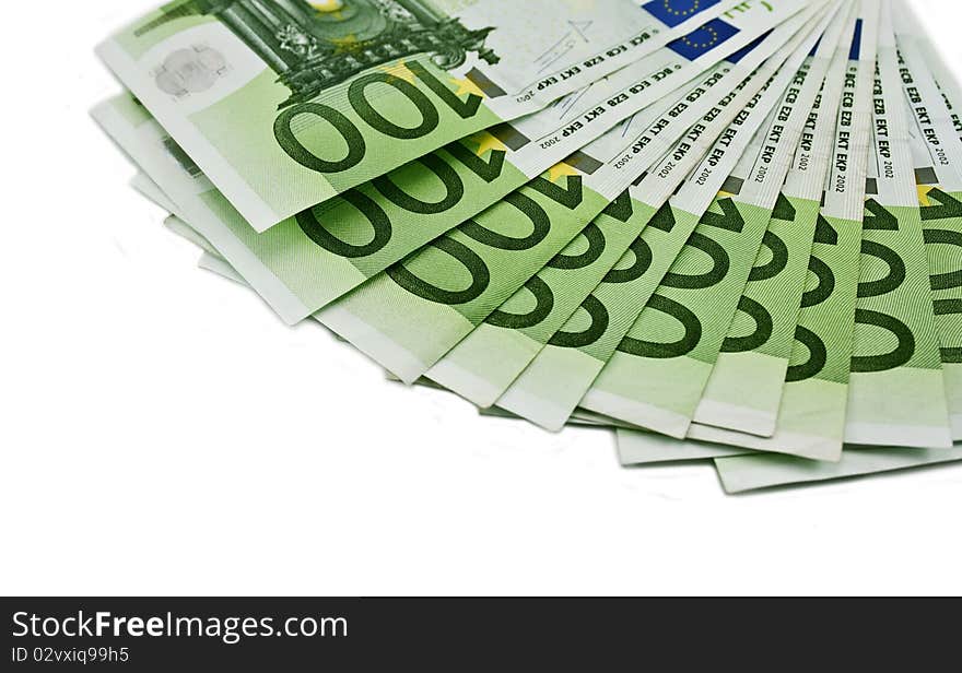 Banknotes, the euro isolated on white background