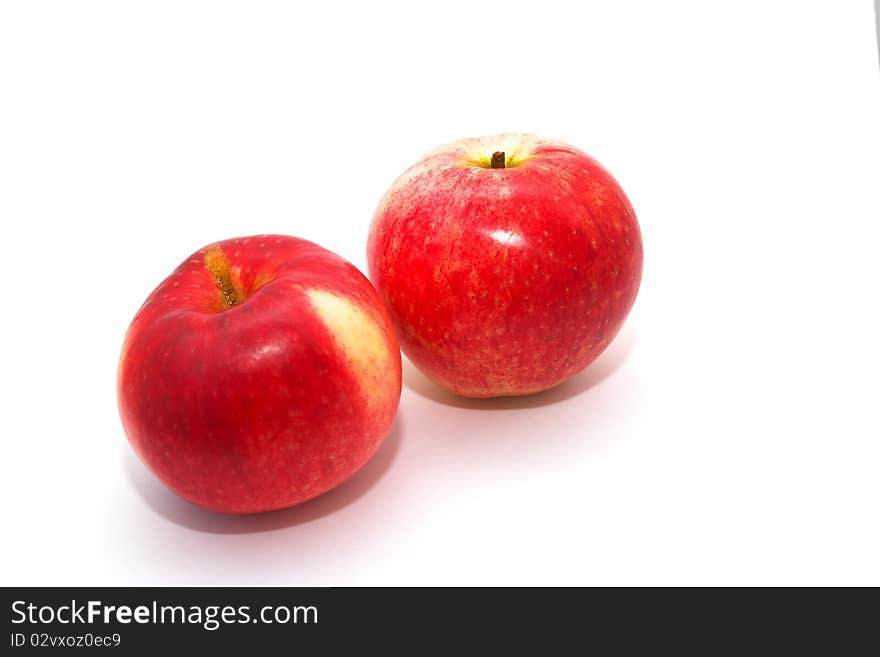 Photo of the red apples on white background