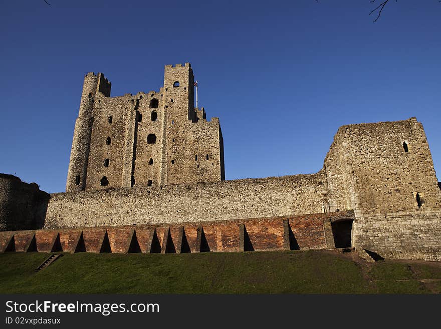 The historic castle at Rochester in Kent. The historic castle at Rochester in Kent