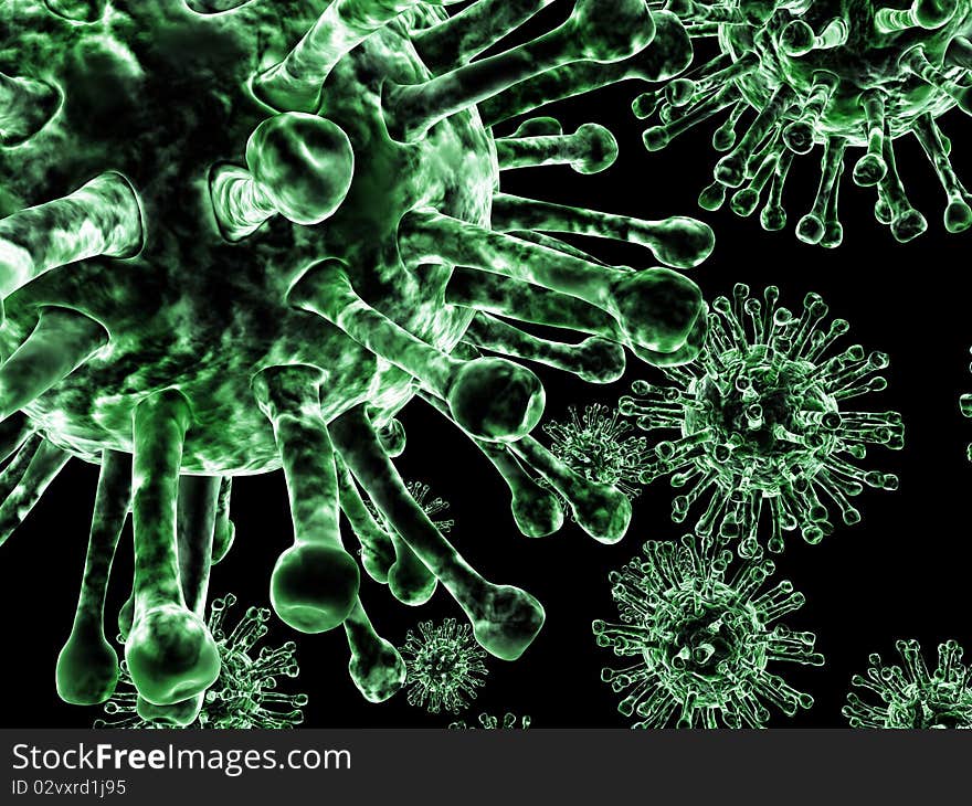 Virus illustration on black background