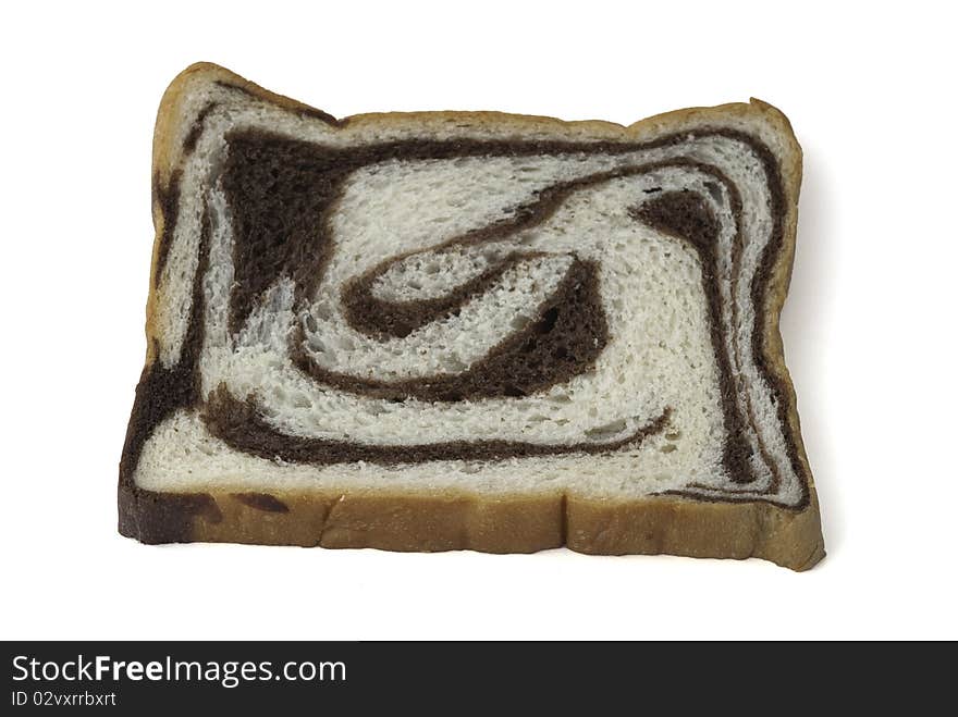 Choco bread on white background.