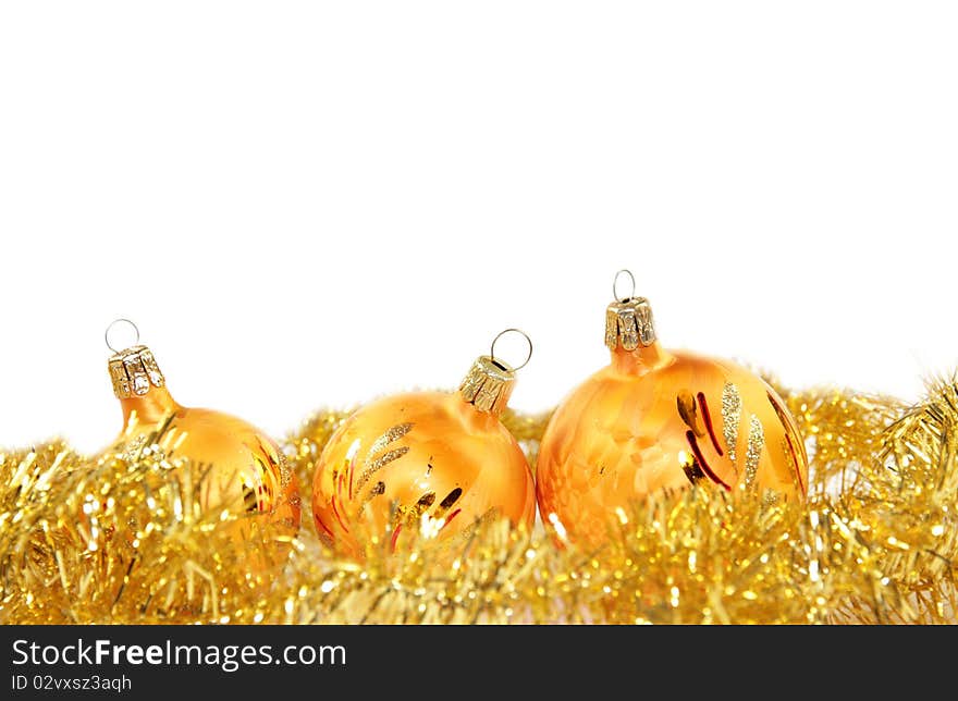 Christmas background with golden balls