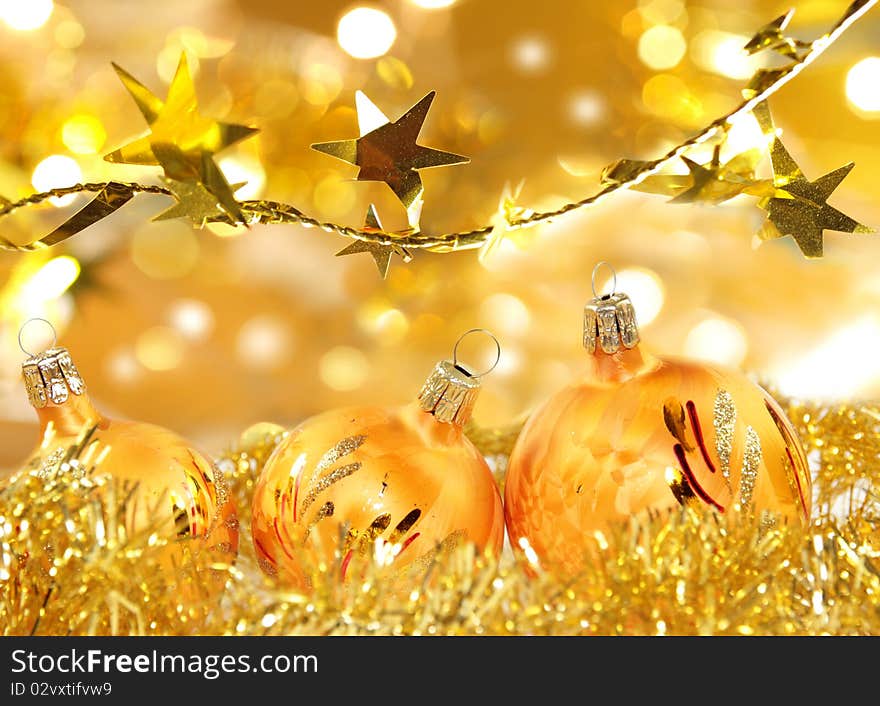 Christmas background with golden balls