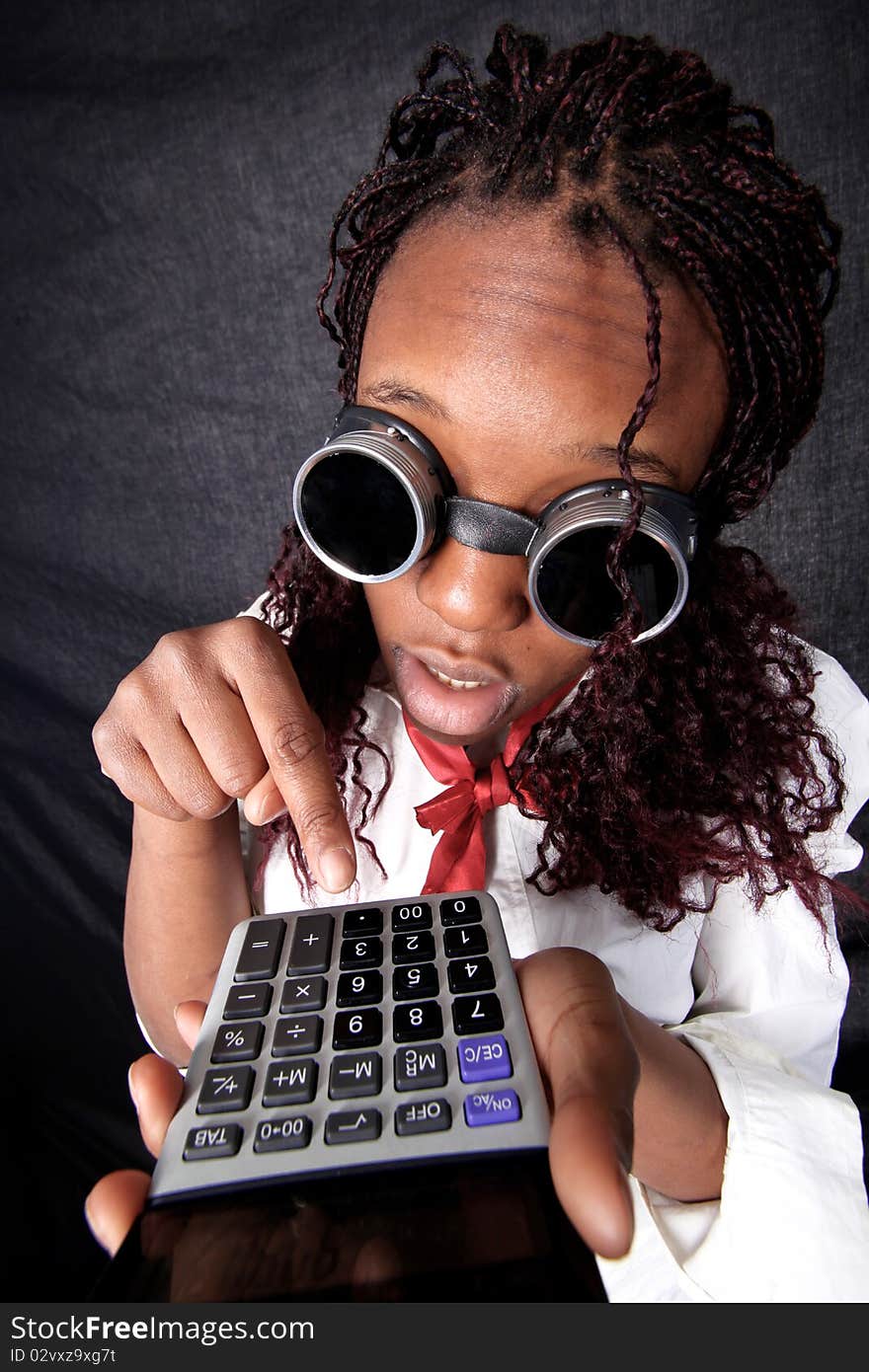 Afro american with calculator