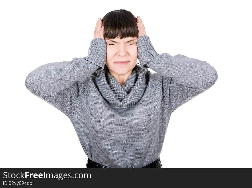 Young adult woman over white background. Young adult woman over white background