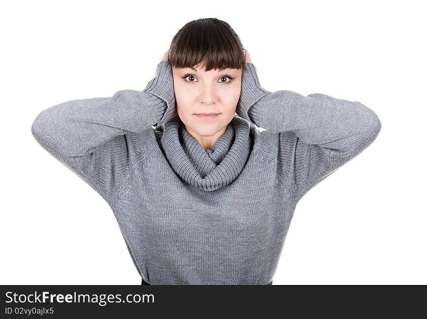 Young adult woman over white background. Young adult woman over white background