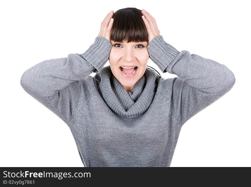 Young adult woman over white background. Young adult woman over white background