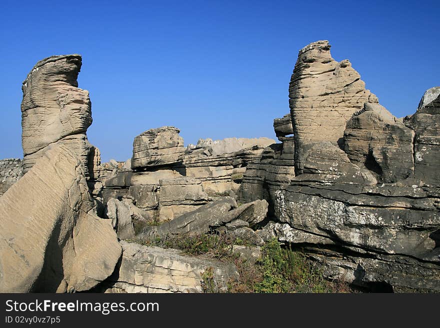 View on rocks and blue sky