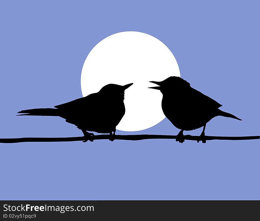 Vector Drawing Two Birds