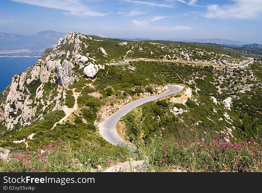 Section of the route of the Crêtes near the Cap Canaille. Section of the route of the Crêtes near the Cap Canaille