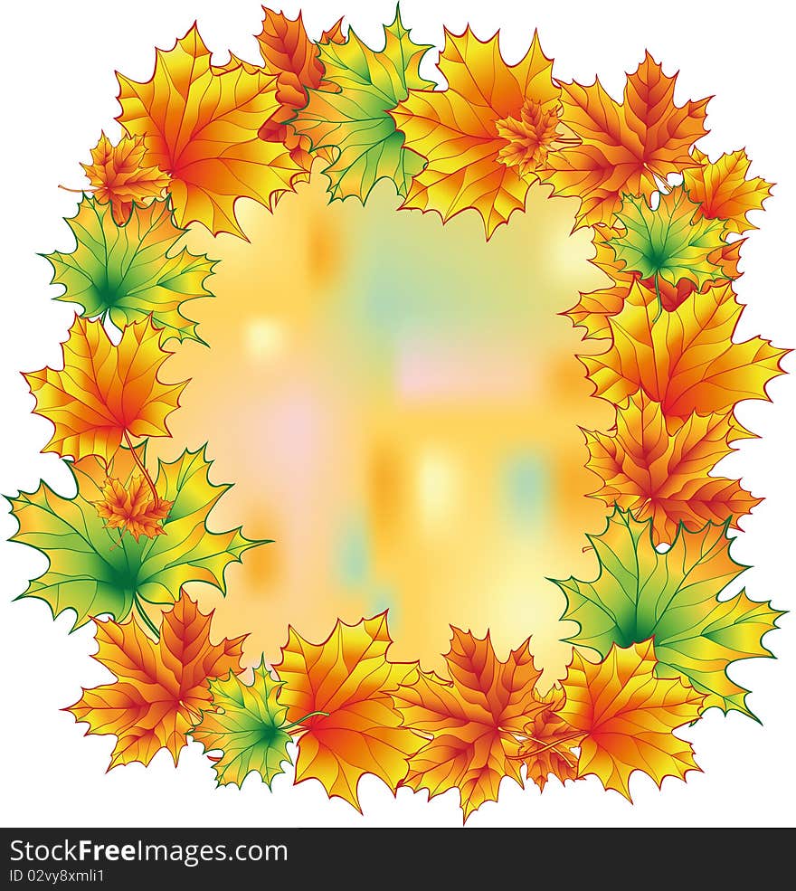 Autumn frame with maple leaves for design.