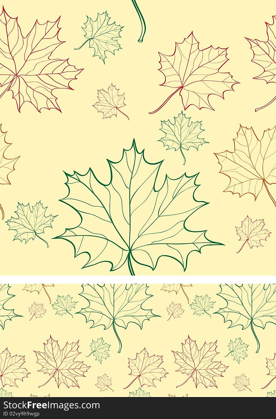 Seamless background with maple leaves no gradient