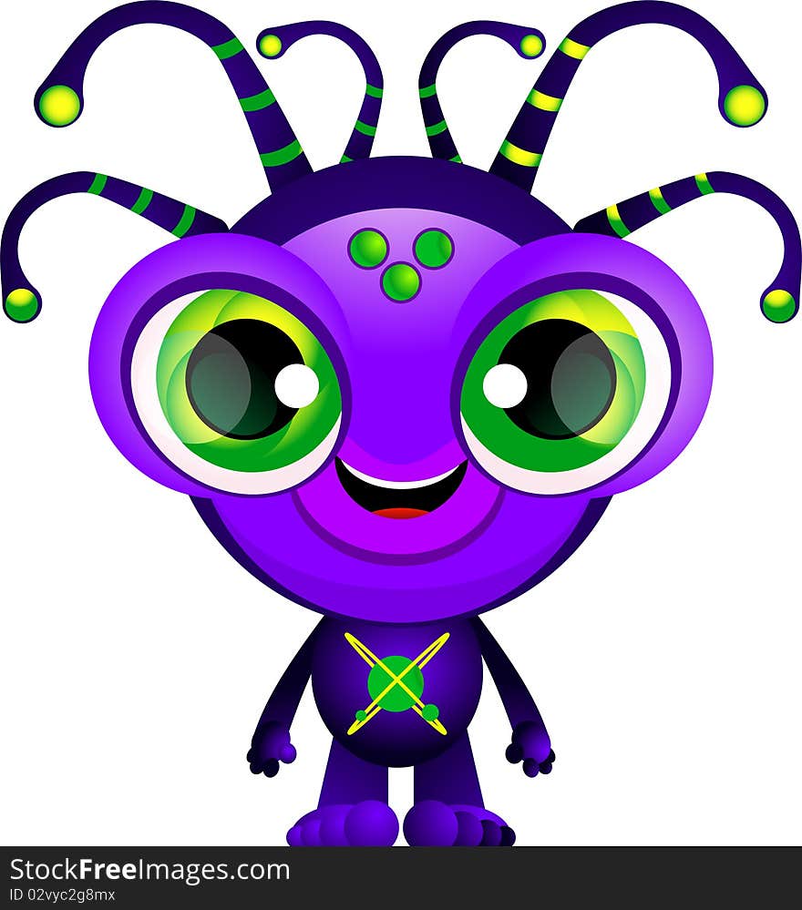 Illustration of extra terrestrial cartoon character. Illustration of extra terrestrial cartoon character