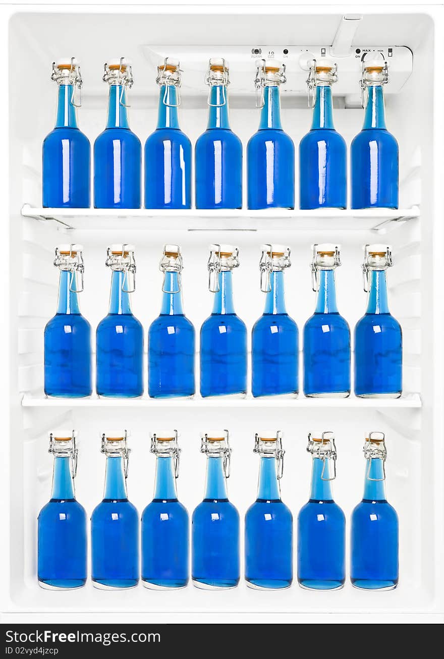 Bottles in a fridge