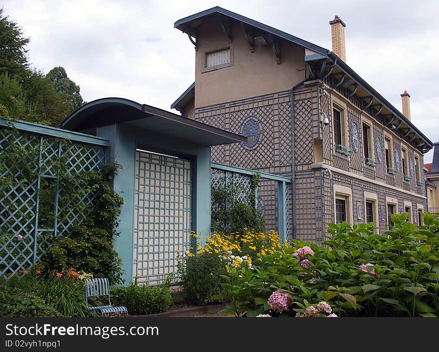 Beautiful house with latticework view from the garden, Nancy, France. Beautiful house with latticework view from the garden, Nancy, France.