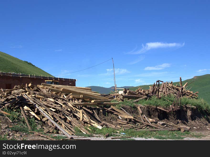 House building under the blue sky. House building under the blue sky