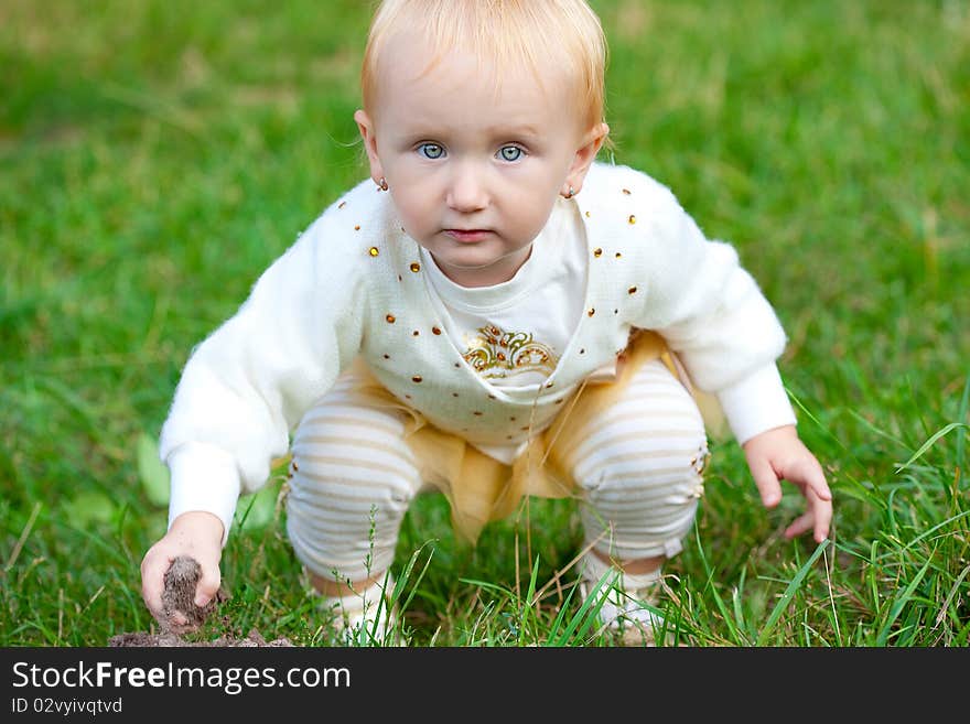 Sweet baby girl at park