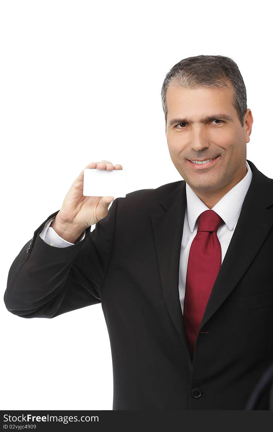 Businessman Holding Blank Card