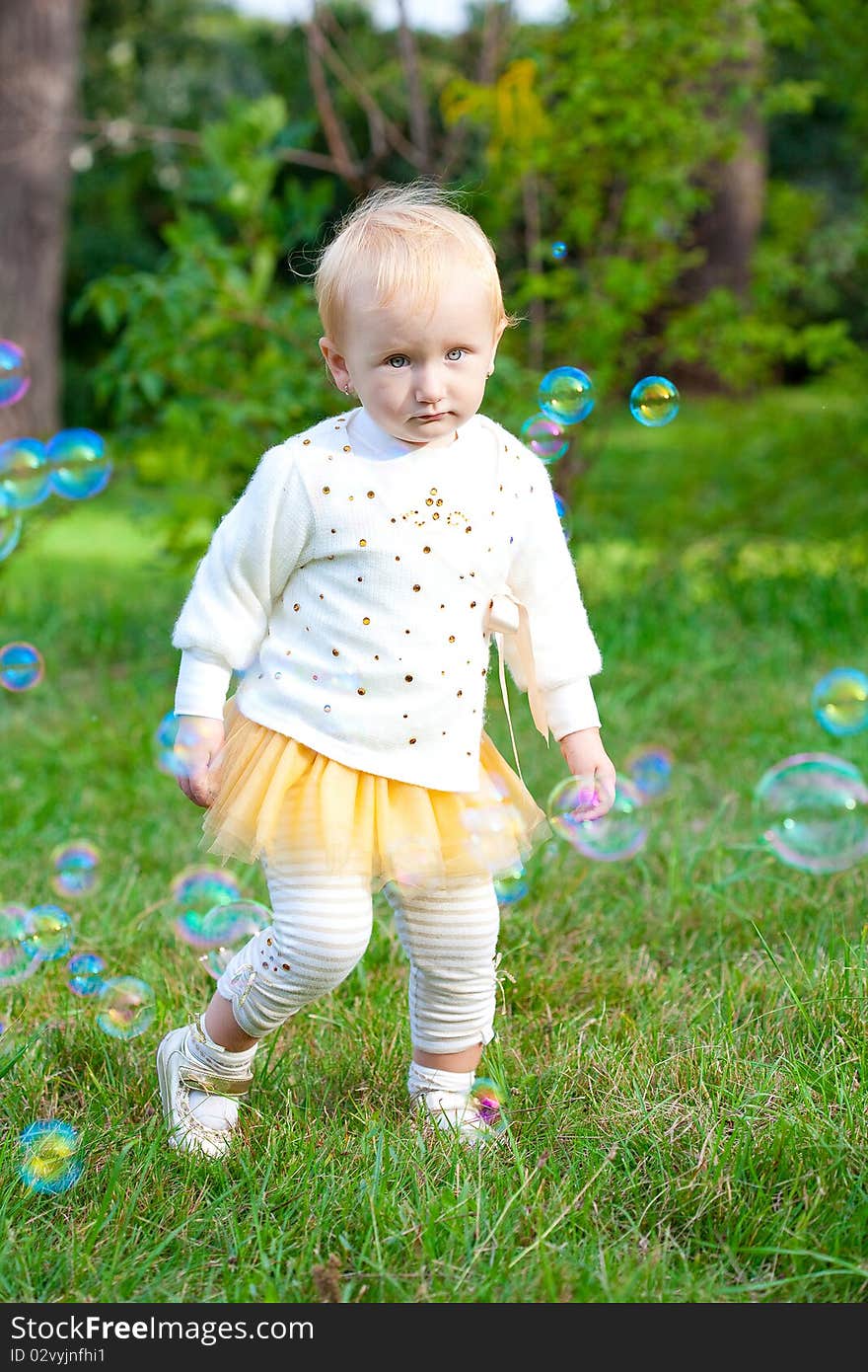 Sweet baby girl at park