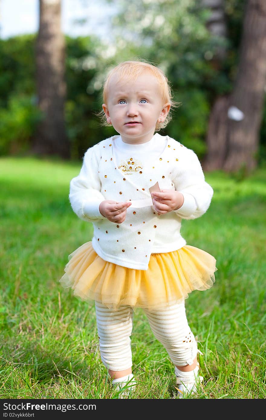 Sweet baby girl at park