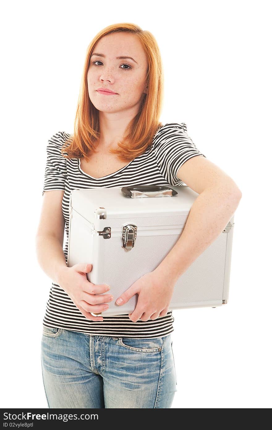 Redhead Girl With Plastic Case