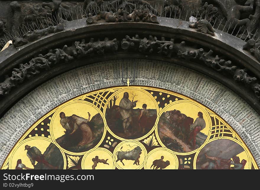 Detail of astronomical clock in Prague. Detail of astronomical clock in Prague