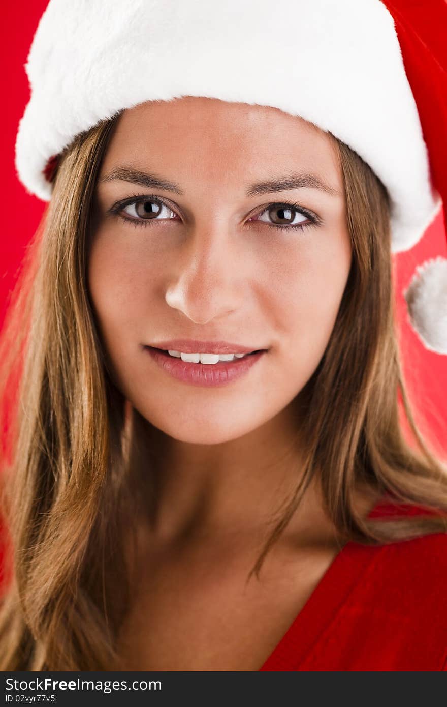 Close-up of a beautiful and sweet Santa Girl. Close-up of a beautiful and sweet Santa Girl