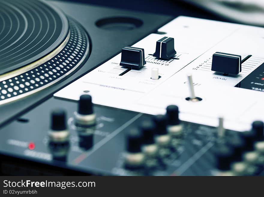 Top audio equipment of a hip-hop scratch. Top audio equipment of a hip-hop scratch