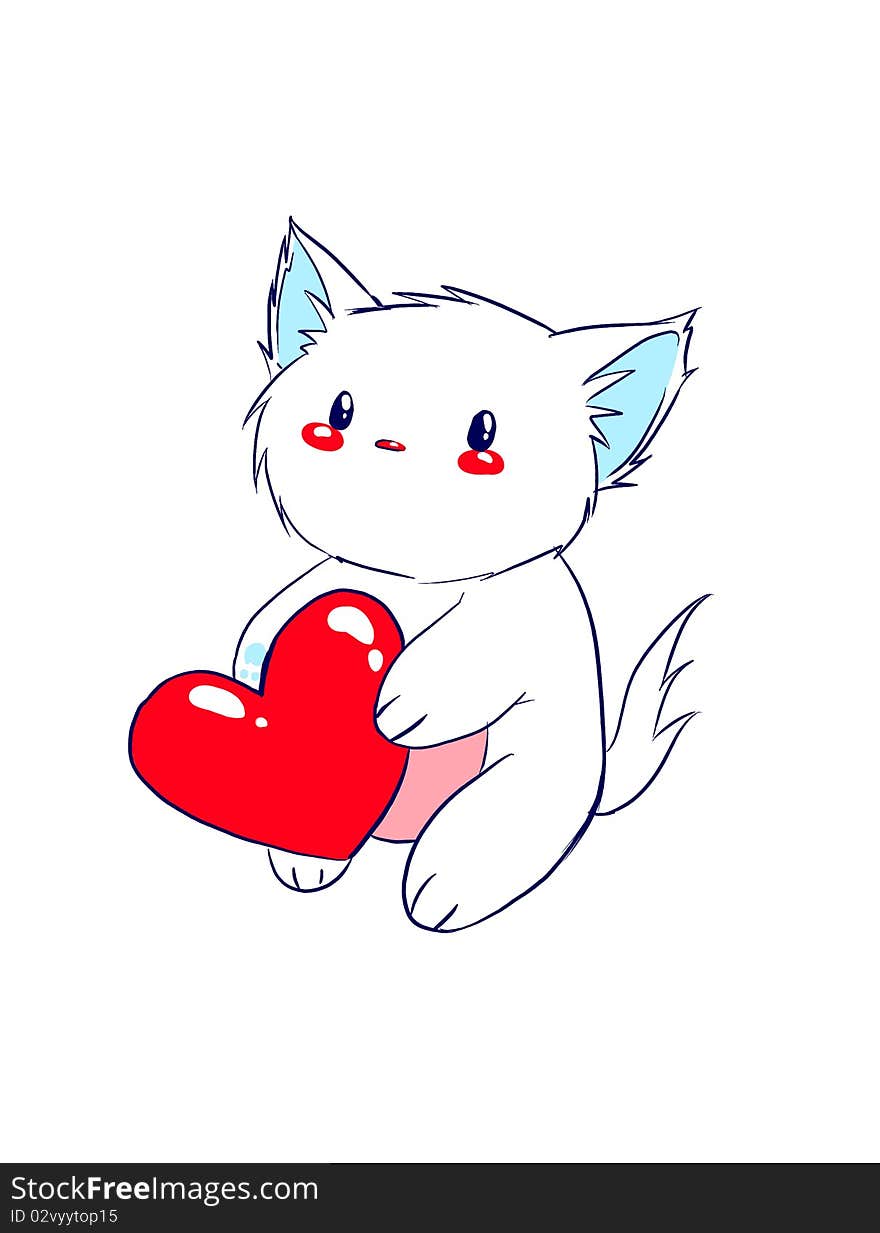 Kitten with a heart