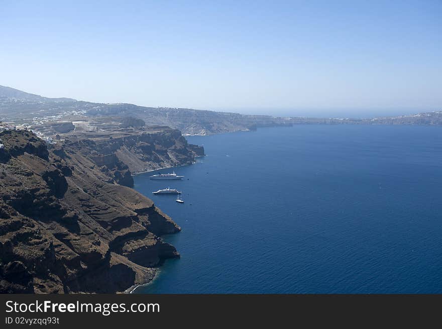 Gorgeous view of romantic Santorini's coast. Greece.