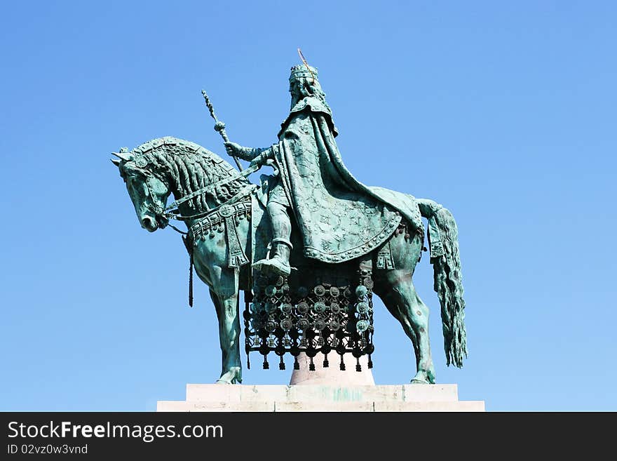 St Stephen Statue On Budapest, Hungary.