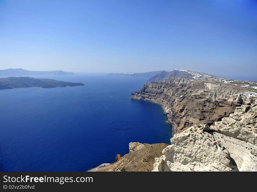 Gorgeous view of romantic Santorini's coast. Greece.