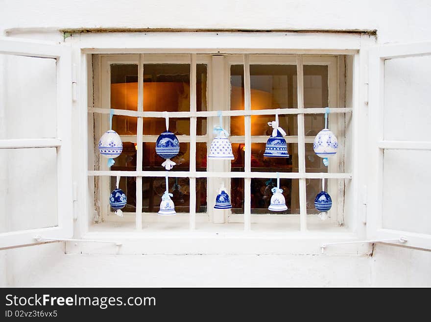 Beautiful Bluebells On A White Window