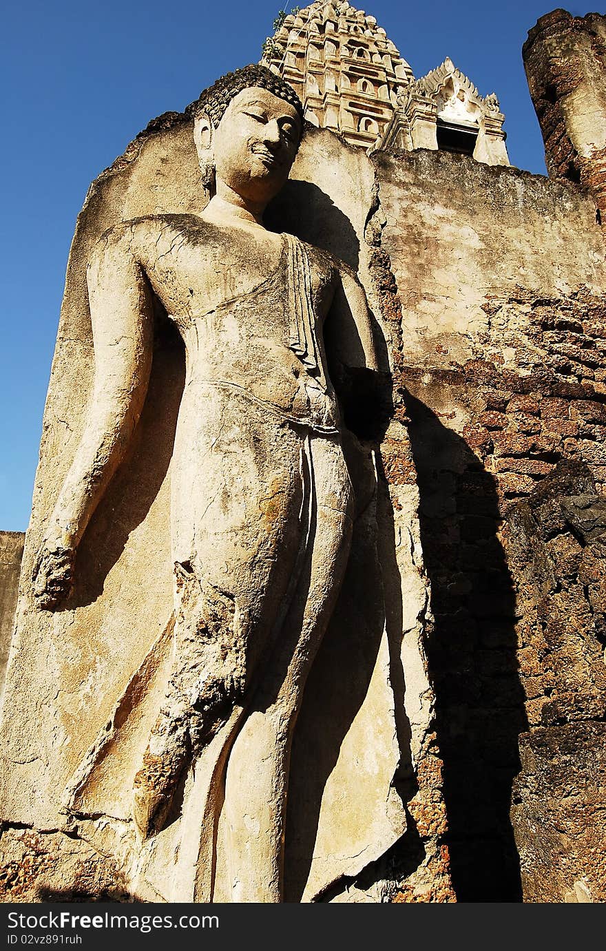 Ancient Buddha Stone Statue In Thailand