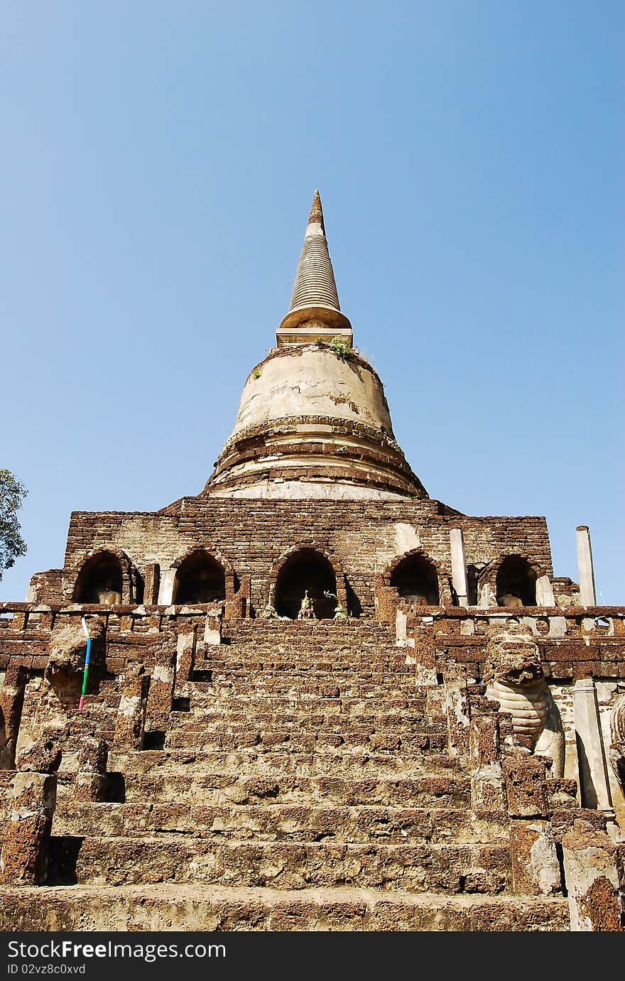 Ancient Buddha Pagoda in Thai Ancient ruins Temple