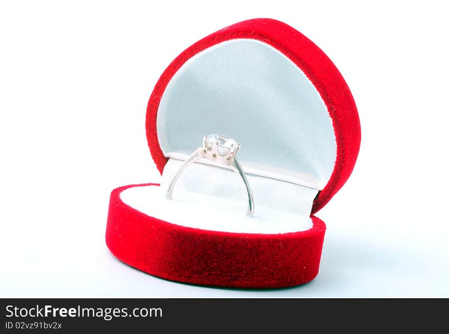 Diamond wedding ring in a red box