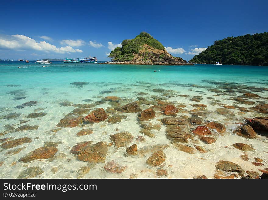 A beautiful beach with blue sea. A beautiful beach with blue sea