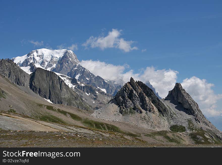 View of beautiful ridge in Alps mountains, Italy.