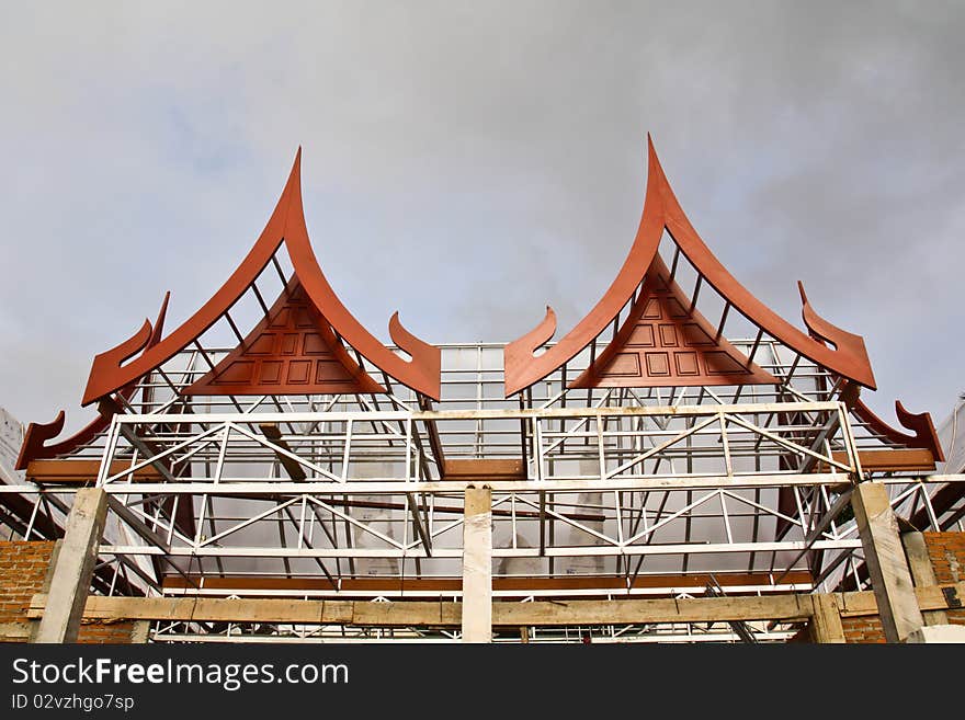 The building is applied from thai style construction made of synthetic wood and metal frame. The building is applied from thai style construction made of synthetic wood and metal frame.