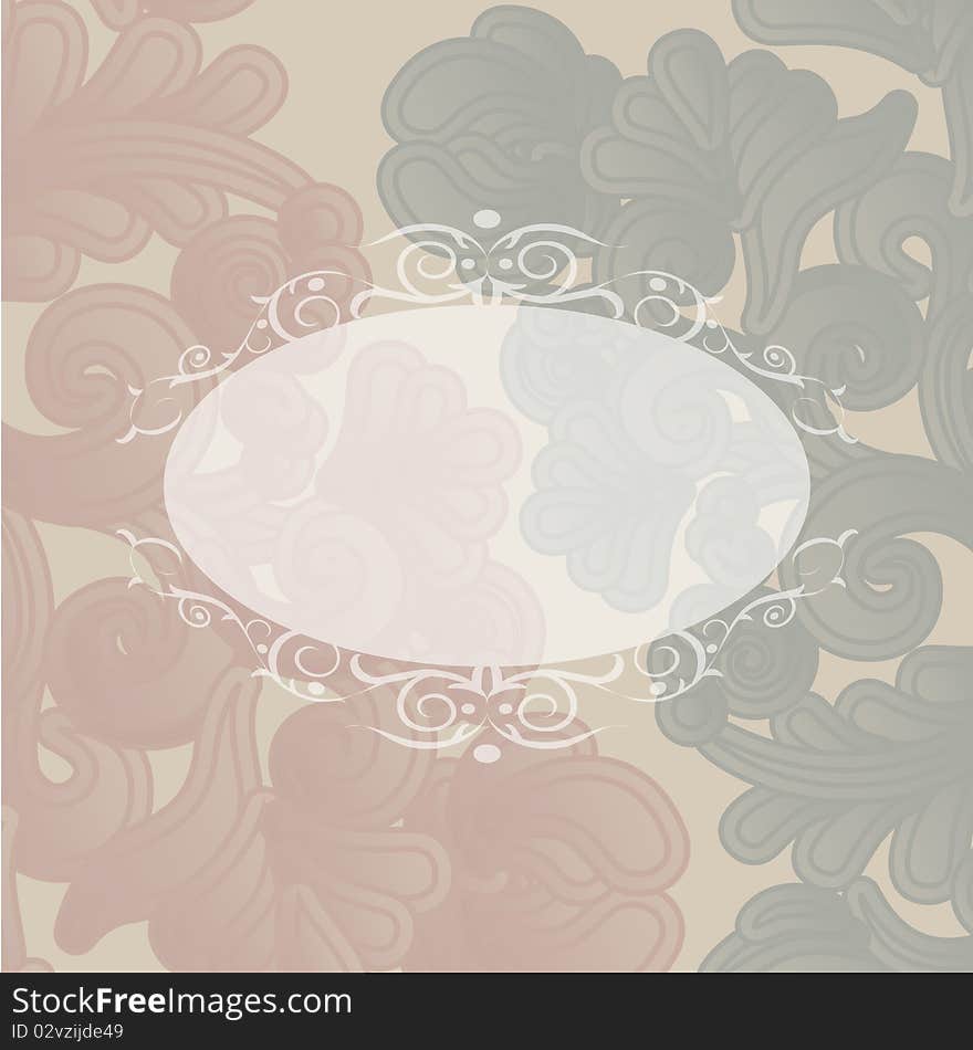 Vintage flower paint on squared grunge background