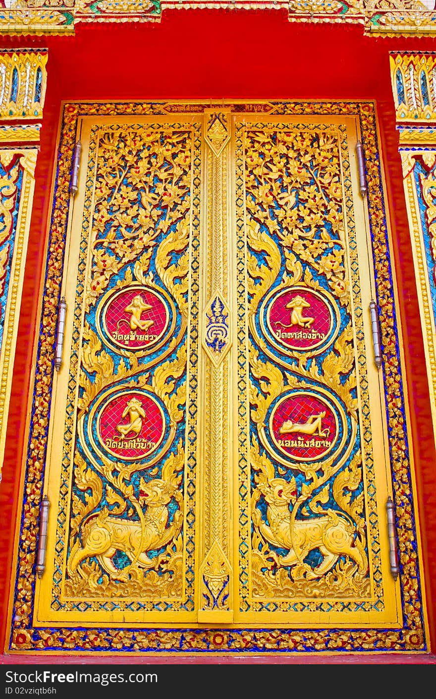 Traditional Thai style door temple