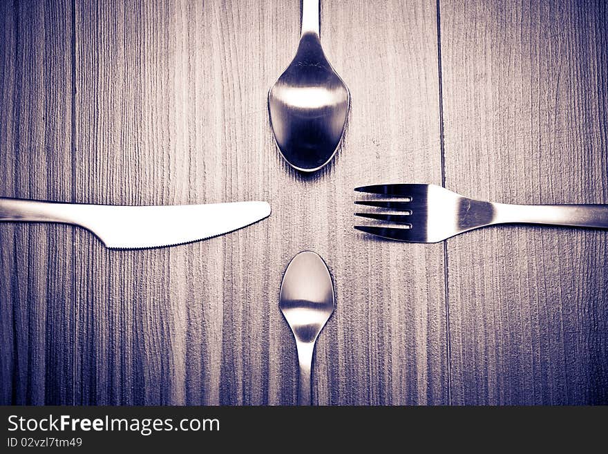 Aluminum spoon, fork and knife. Aluminum spoon, fork and knife