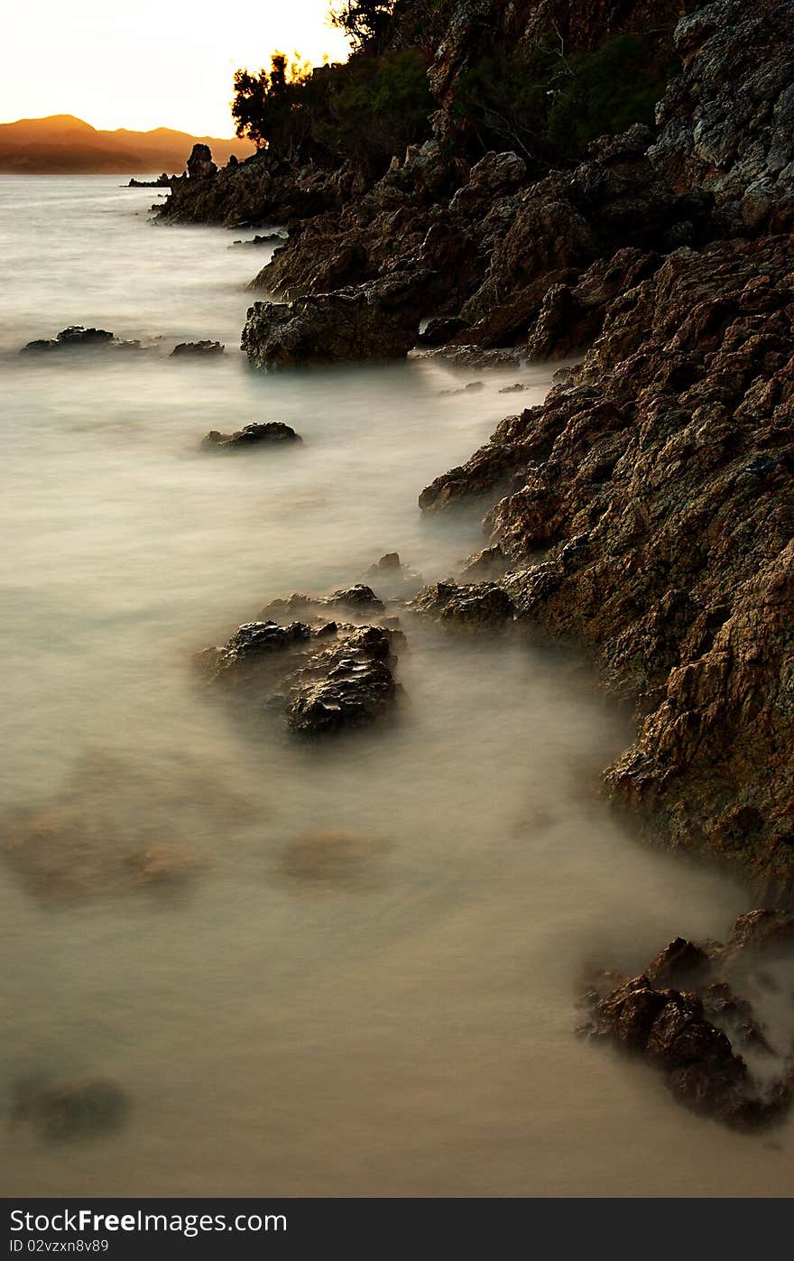 A close-up of malcapuya's waters during sunset. A close-up of malcapuya's waters during sunset