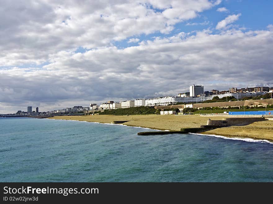 The Brighton coastline with elegant buildings and a big sky