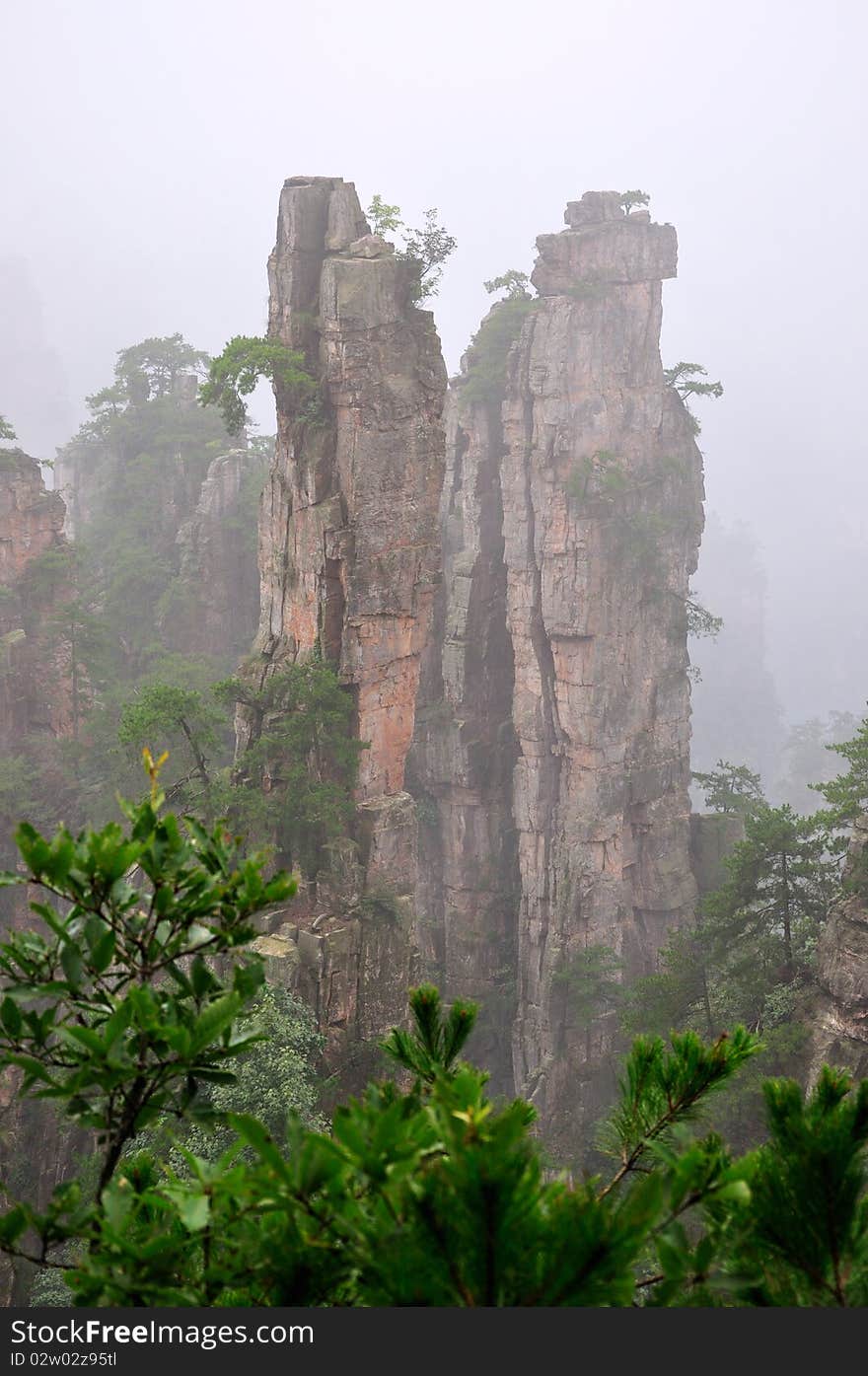 Mountain and fog, in Zhangjiajie, china