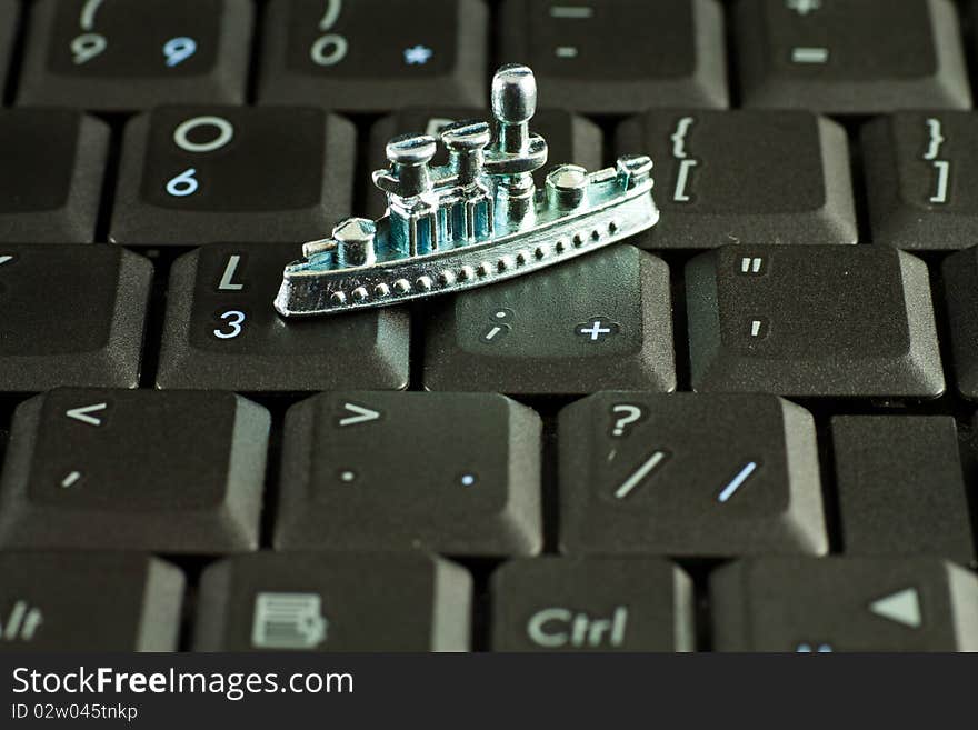 Symbolic figures on the laptop keyboard. Symbolic figures on the laptop keyboard