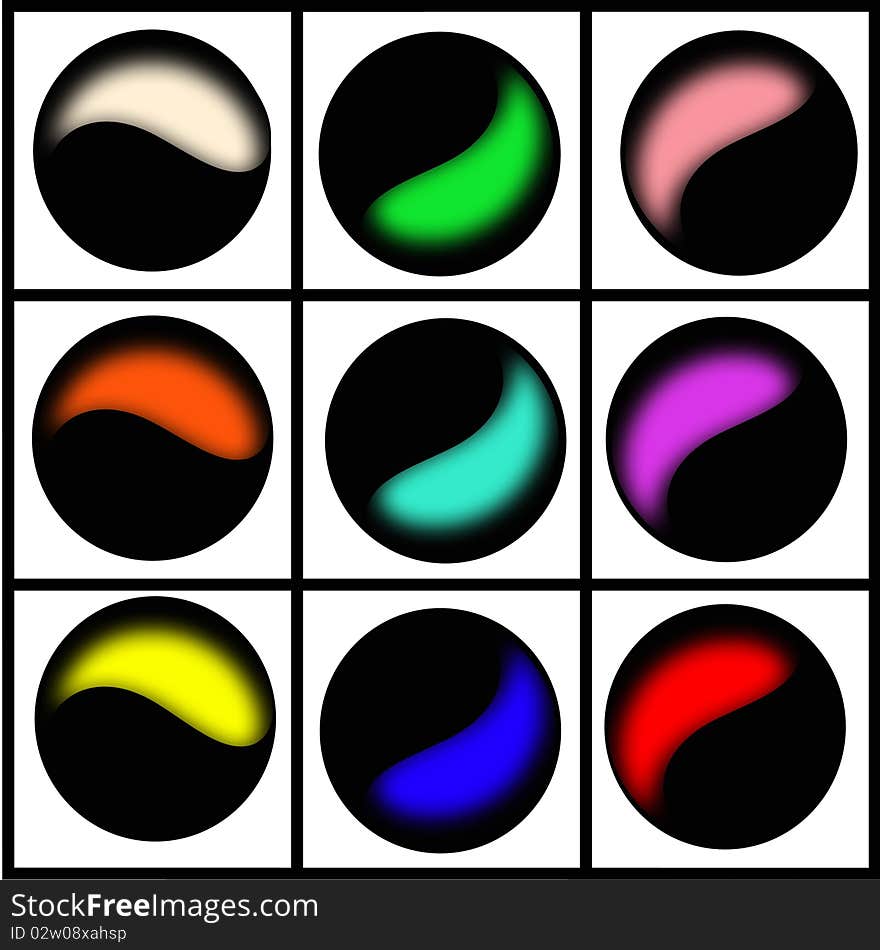 A set of half color gradient circles. A set of half color gradient circles