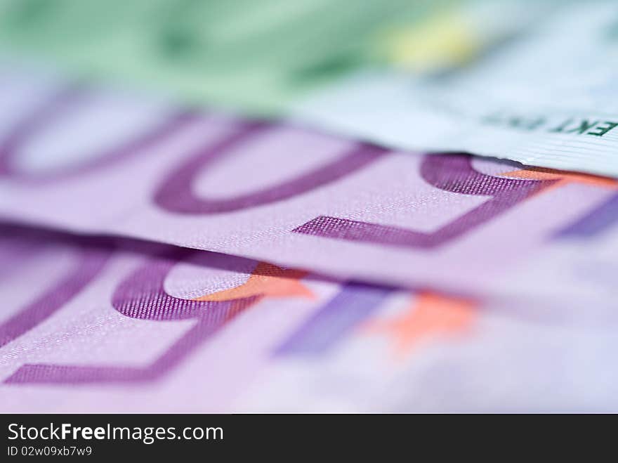 Close up of euro bills