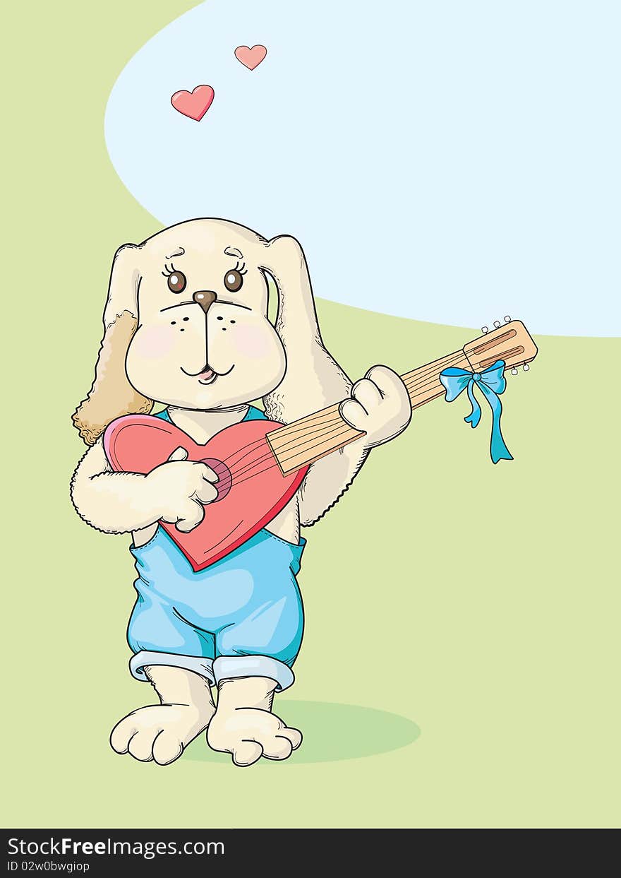 Puppy With Guitar