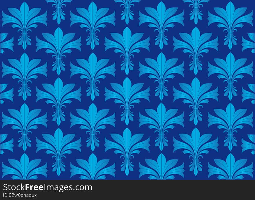 Seamless elegant wallpaper. Art background. Illustration of blue.